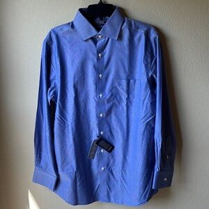 Cremieux men’s blue dress shirt 16 x 33 Non-iron 100% Pima Cotton